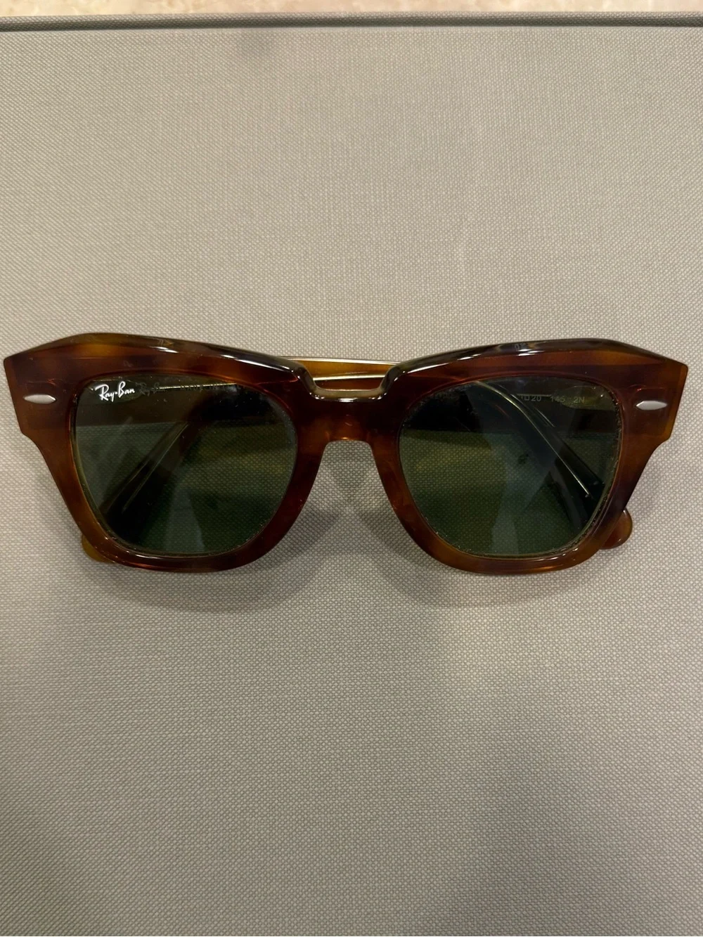 Ray-Ban State Street Sunglasses - Havana Tortoise Frame with Green Lenses